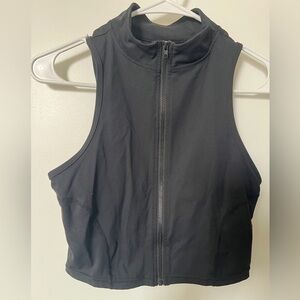 Black Sleeveless Zip-Up Top